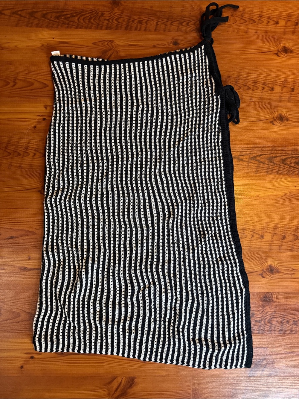 aerie Black & White Striped Knit Wrap Skirt Coverup